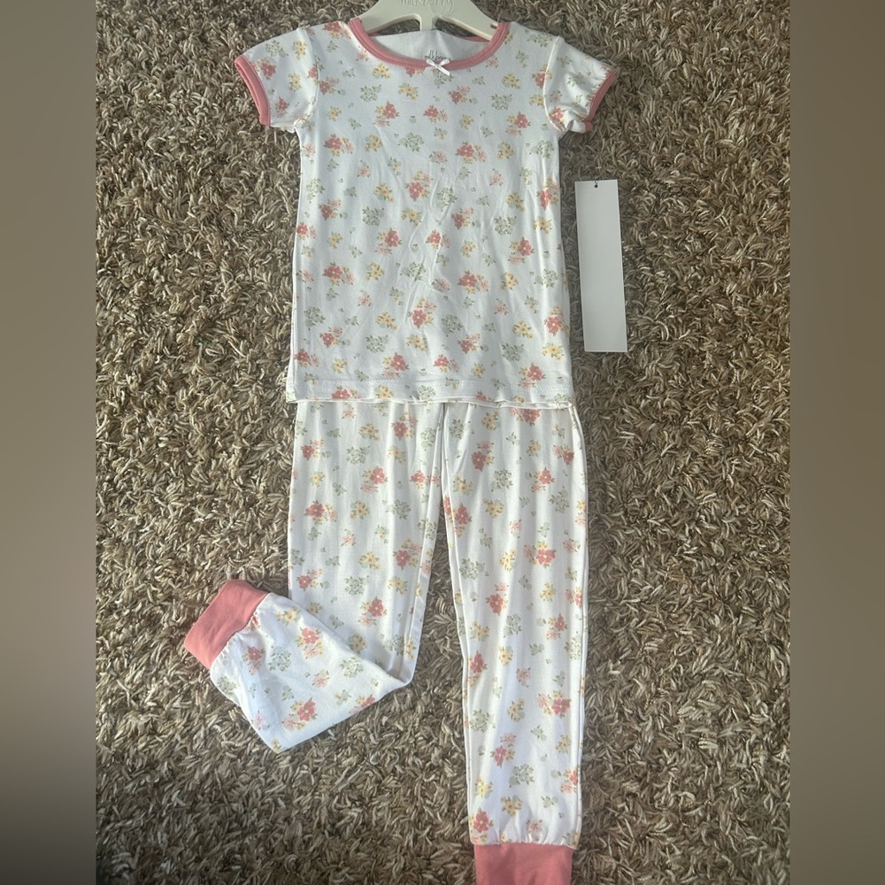 Milkberry Bamboo Pink Dainty Floral Girls Pajama Set NWT | Size 4T